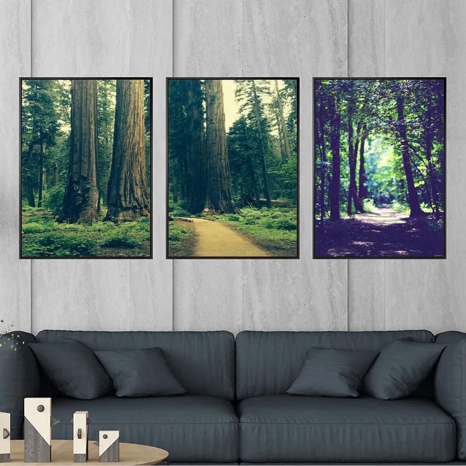 Vinsonloud 홈 인테리어 벽 아트 캔버스 포스터 및 인쇄 캔버스 회화 장식 그림 국가 도로 녹색 나무 그늘진